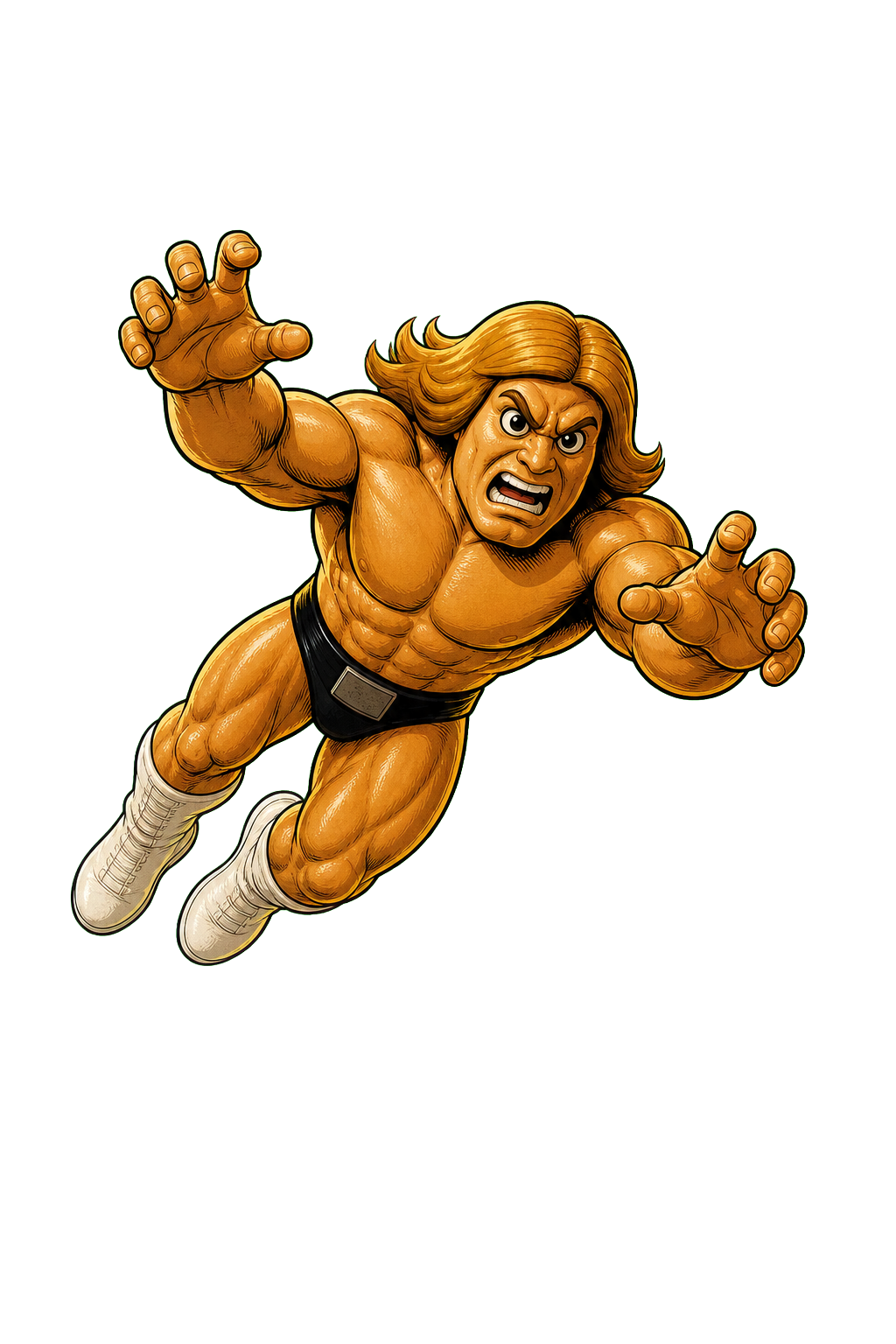 Lex Striker action figure flying through the air toward a comic-book crash landing